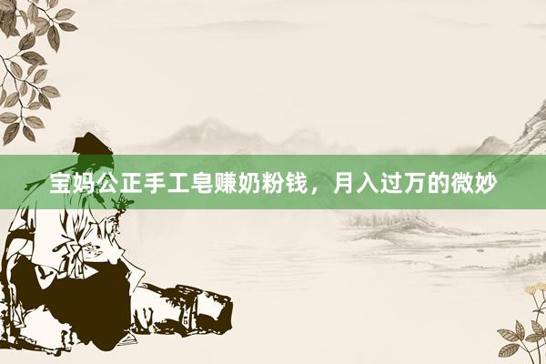 宝妈公正手工皂赚奶粉钱，月入过万的微妙
