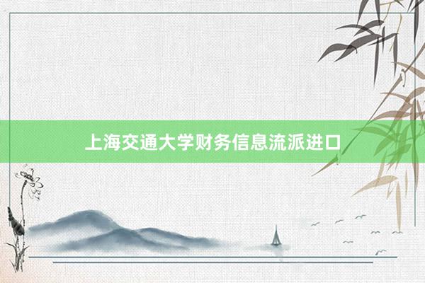 上海交通大学财务信息流派进口
