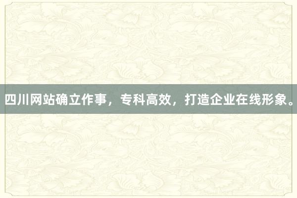 四川网站确立作事，专科高效，打造企业在线形象。