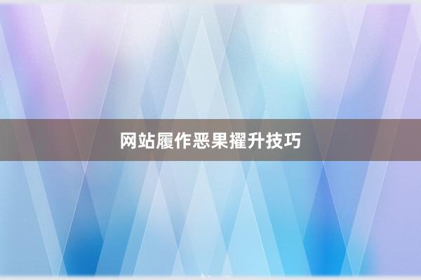 网站履作恶果擢升技巧