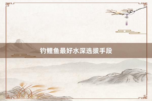 钓鲤鱼最好水深选拔手段